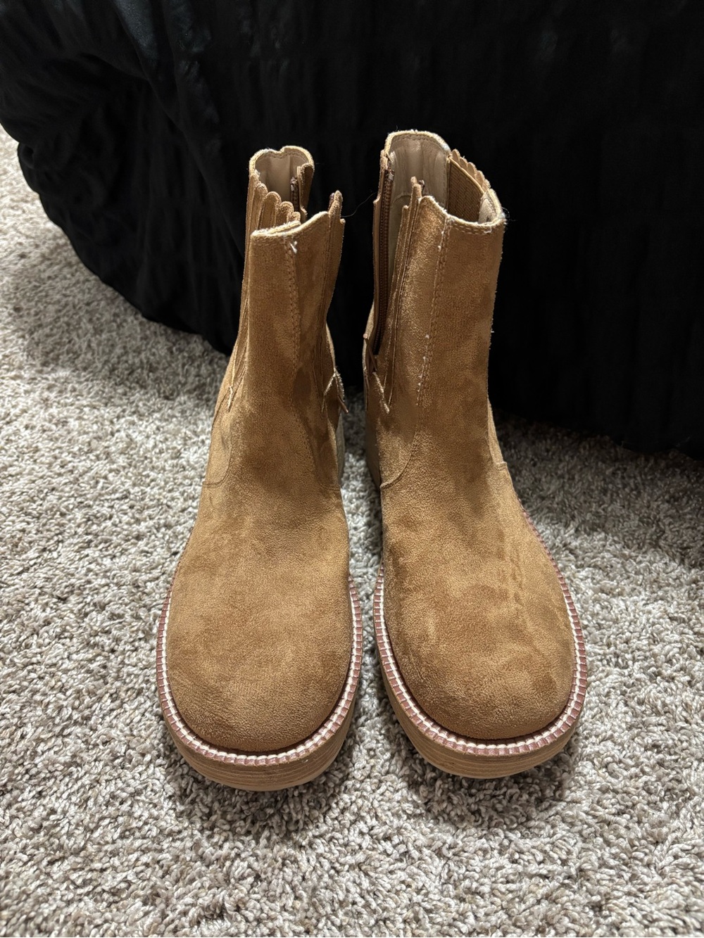 Society Tan Suede Platform Chelsea Booties - Picture 2 of 3